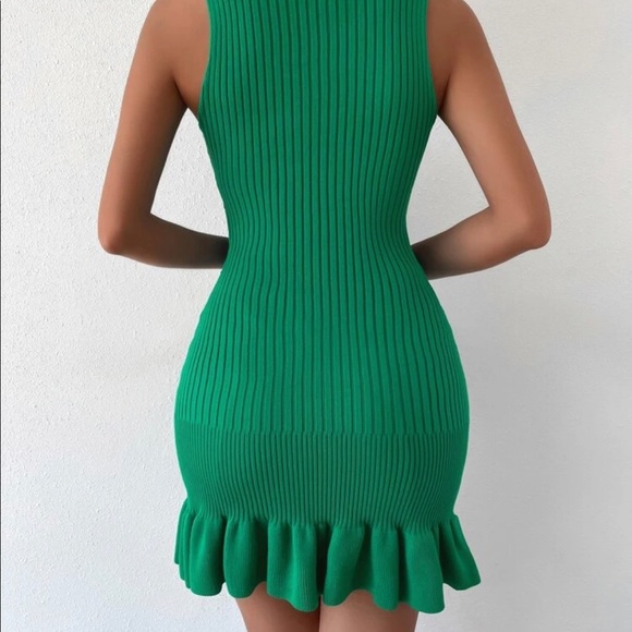 NWOT Ruffle Hem Ribbed Dress - Picture 3 of 8